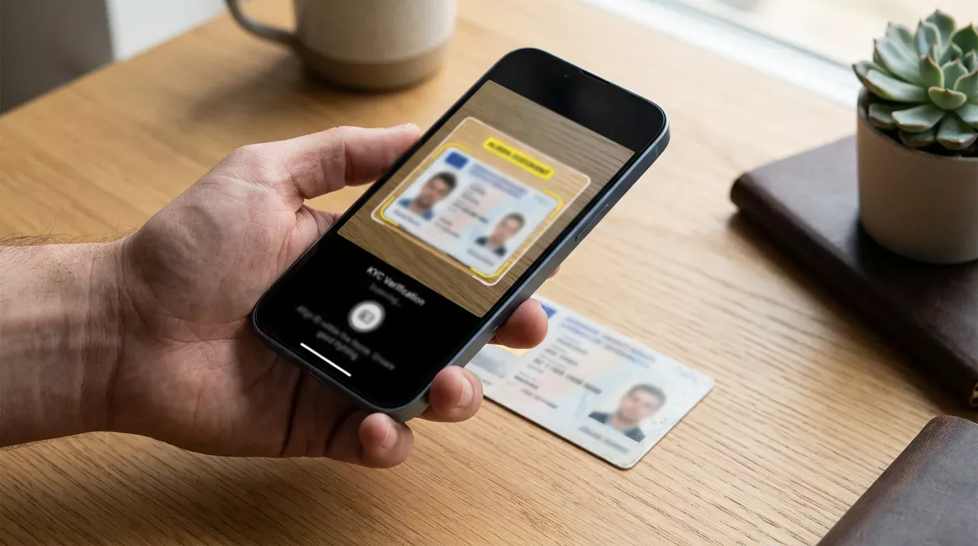 Proceso de verificación KYC en un casino online con documentos de identidad y app Bizum